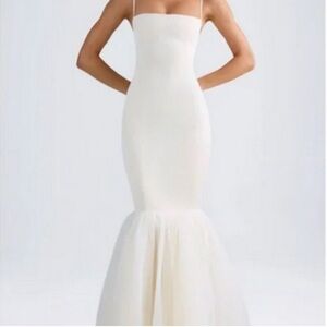 Oh Polly White Strapless Mermaid Maxi Dress